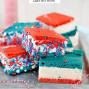 Pinterest image for red, white and blue ice cream sandwiches.