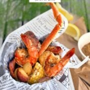 Pinterest image for seafood boil foil packets.