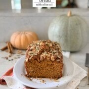 Pinterest image for olive oil pumpkin bread.