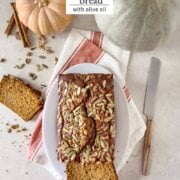 Pinterest image for olive oil pumpkin bread.