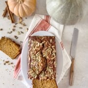 Pinterest image for olive oil pumpkin bread.